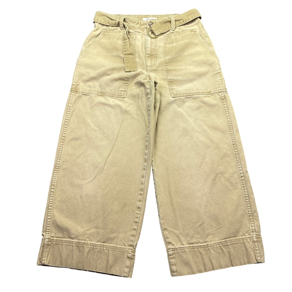 Madewell Belted Wide Leg Crop Utility Pants Khaki Tan K9887 Sz 27 Grunge Skater